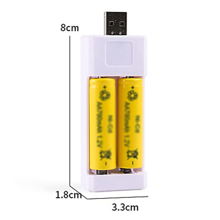 เครื่องชาร์จแบตเตอรี่ชาร์จซ้ำ AA / AAA แบบเสียบตรง 2 ช่อง USB, USB 2 ช่อง