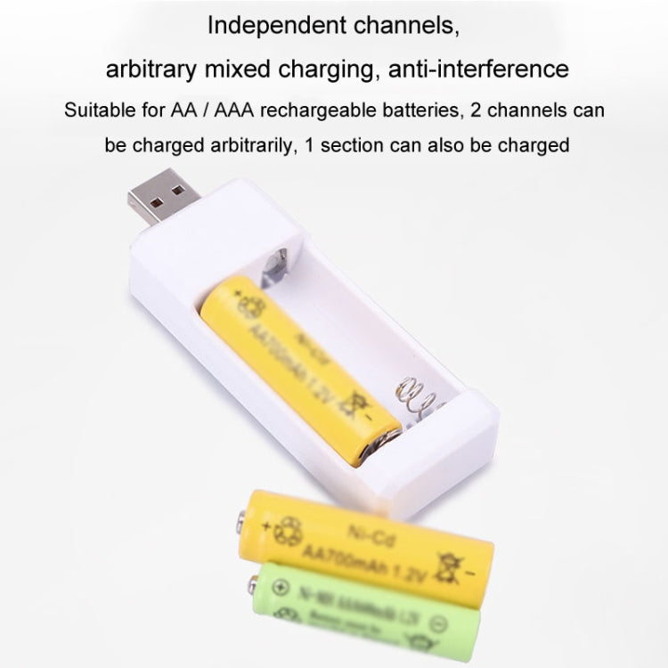 เครื่องชาร์จแบตเตอรี่ชาร์จซ้ำ AA / AAA แบบเสียบตรง 2 ช่อง USB, USB 2 ช่อง