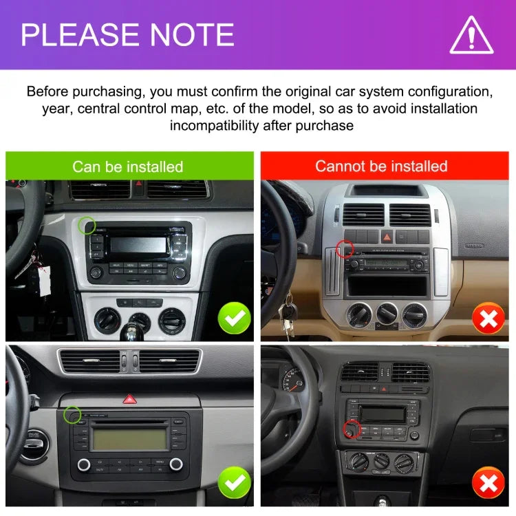 เครื่องเล่นขนาดใหญ่สำหรับ Volkswagen/Skoda 1+32G หน้าจอใหญ่ รองรับ Carplay, Android, ระบบนำทาง, กล้องถอยหลัง เครื่องรวม 1+32G