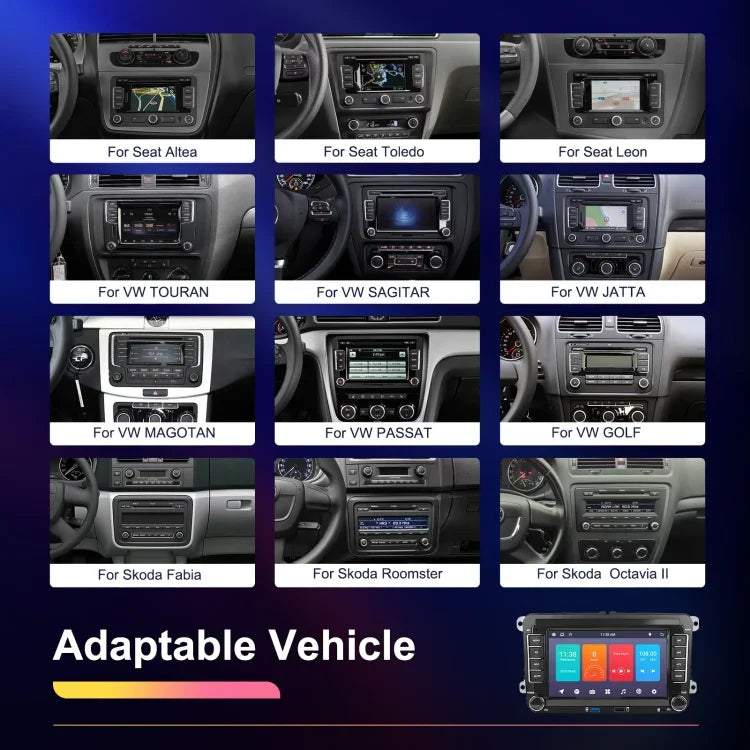 เครื่องเล่นขนาดใหญ่สำหรับ Volkswagen/Skoda 1+32G หน้าจอใหญ่ รองรับ Carplay, Android, ระบบนำทาง, กล้องถอยหลัง เครื่องรวม 1+32G