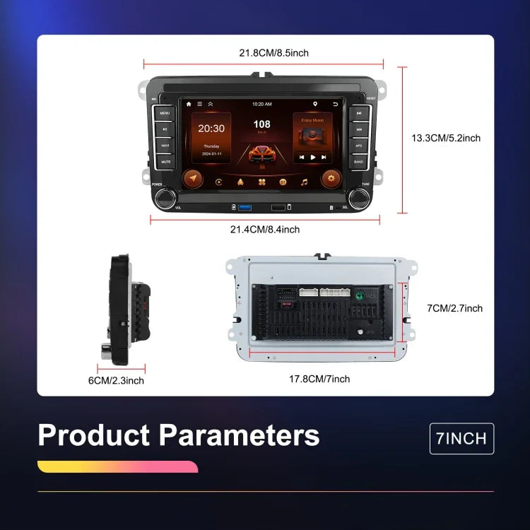 เครื่องเล่นขนาดใหญ่สำหรับ Volkswagen/Skoda 2+64G หน้าจอใหญ่ รองรับ Carplay, Android, ระบบนำทาง, กล้องถอยหลัง เครื่องรวม 2+64G