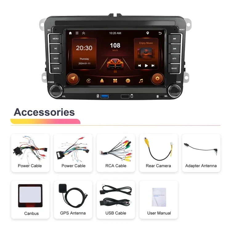 เครื่องเล่นขนาดใหญ่สำหรับ Volkswagen/Skoda 2+64G หน้าจอใหญ่ รองรับ Carplay, Android, ระบบนำทาง, กล้องถอยหลัง เครื่องรวม 2+64G