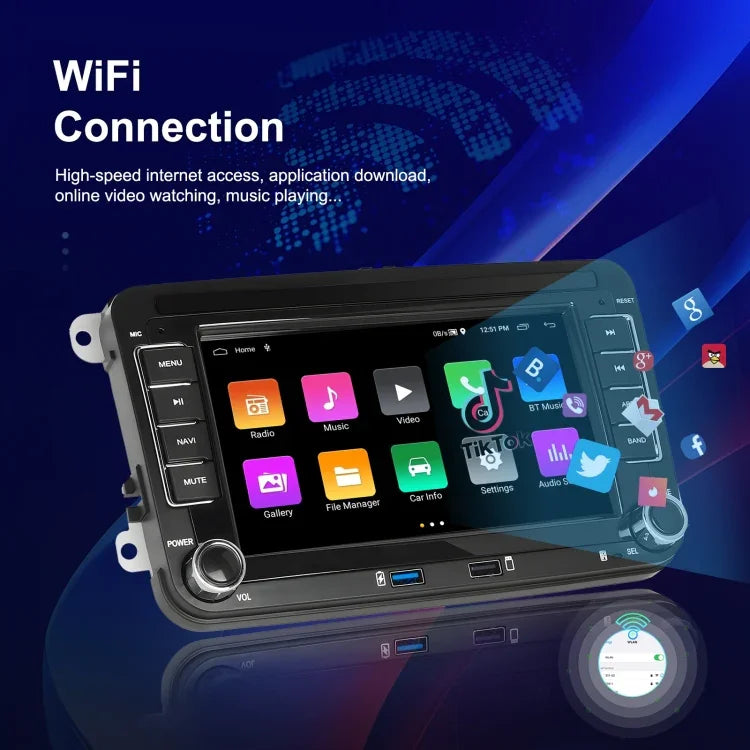 เครื่องเล่นขนาดใหญ่สำหรับ Volkswagen/Skoda 2+64G หน้าจอใหญ่ รองรับ Carplay, Android, ระบบนำทาง, กล้องถอยหลัง เครื่องรวม 2+64G