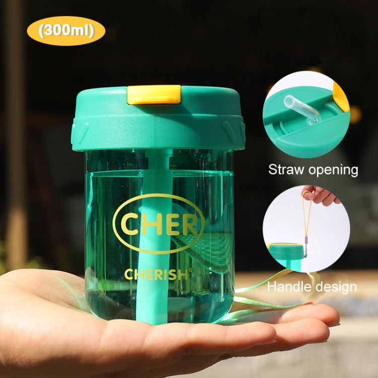 แก้วน้ำเด็กขนาดเล็ก 300ml ป้องกันการรั่วไหล แก้วพลาสติกพร้อมหลอดสำหรับนักเรียน พกพาสะดวก