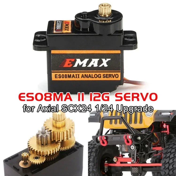 EMAX ES08MA II เซอร์โวมอเตอร์ขนาดเล็กฟันโลหะ 12 กรัม EMAX ES08MA II