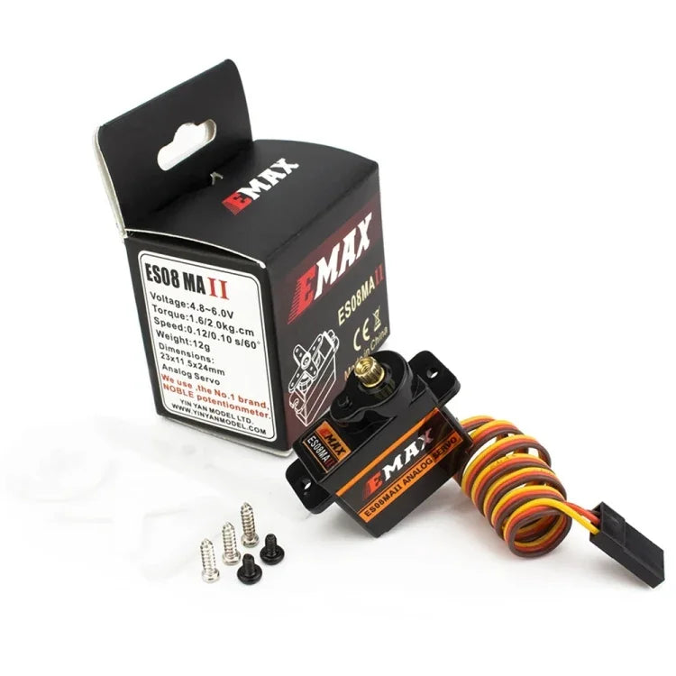 EMAX ES08MA II เซอร์โวมอเตอร์ขนาดเล็กฟันโลหะ 12 กรัม EMAX ES08MA II