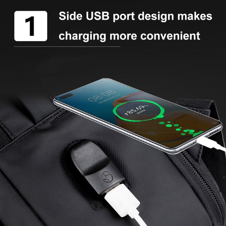 กระเป๋าเป้โน้ตบุ๊กกันน้ำสำหรับธุรกิจ ขยายได้ พร้อมพอร์ต USB