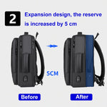 กระเป๋าเป้โน้ตบุ๊กกันน้ำสำหรับธุรกิจ ขยายได้ พร้อมพอร์ต USB