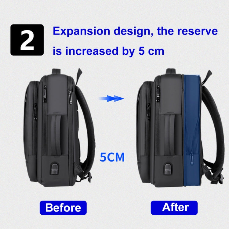 กระเป๋าเป้โน้ตบุ๊กกันน้ำสำหรับธุรกิจ ขยายได้ พร้อมพอร์ต USB