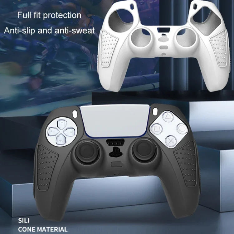 เคสซิลิโคนป้องกันสำหรับจอยเกม PS5 ป้องกันลื่น ซอฟต์ซิลิโคน สีขาว น้ำเงิน ดำ สีขาว+หมวก 2 ชิ้น น้ำเงิน+หมวก 2 ชิ้น ดำ+หมวก 2 ชิ้น สีขาว+หมวก 8 ชิ้น น้ำเงิน+หมวก 8 ชิ้น ดำ+หมวก 8 ชิ้น
