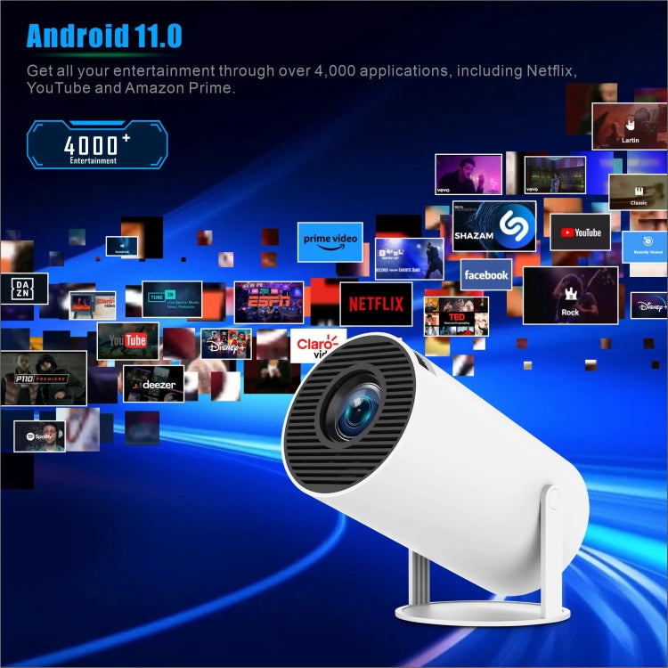 โปรเจคเตอร์อัจฉริยะ HY300 PRO ระบบ Android 11.0 ความสว่าง 160 ลูเมน แบบพกพา, ปลั๊ก EU, ปลั๊ก US, ปลั๊ก UK, ปลั๊ก AU
