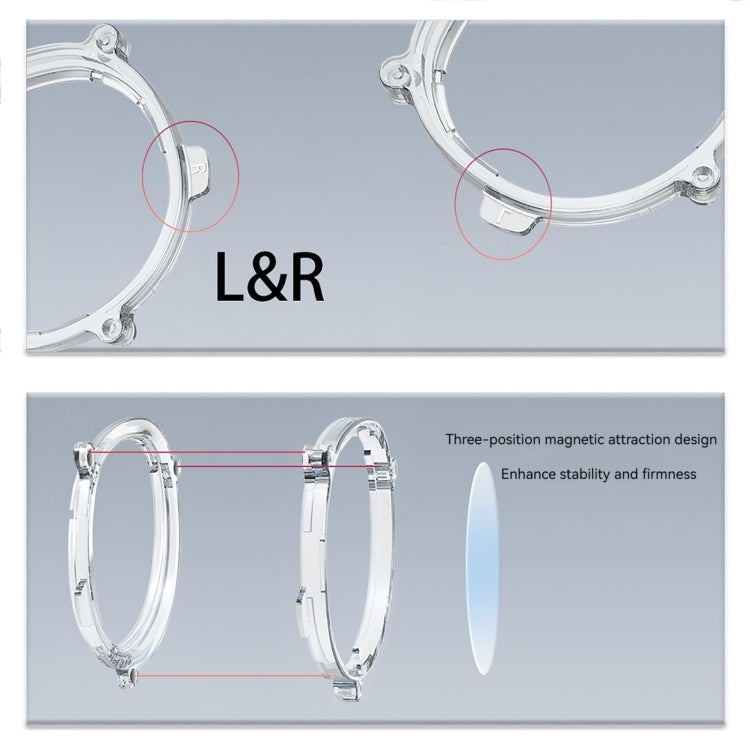 สำหรับ Meta Quest 3 กรอบแว่นแม่เหล็ก VR กรอบ L&R ใส เลนส์กันแสงสีฟ้า+กรอบใส กรอบ L&R สีดำ เลนส์กันแสงสีฟ้า+กรอบสีดำ
