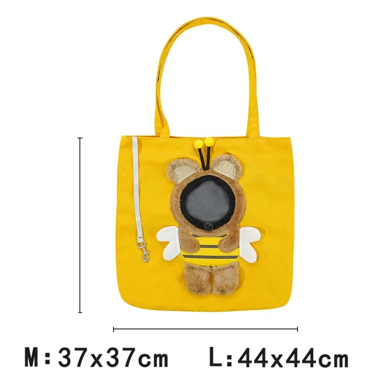 กระเป๋าสะพายข้างสำหรับสัตว์เลี้ยง กระเป๋าถือสำหรับแมวและสุนัขขนาดเล็ก แบบขยายได้ ขนาด M, L