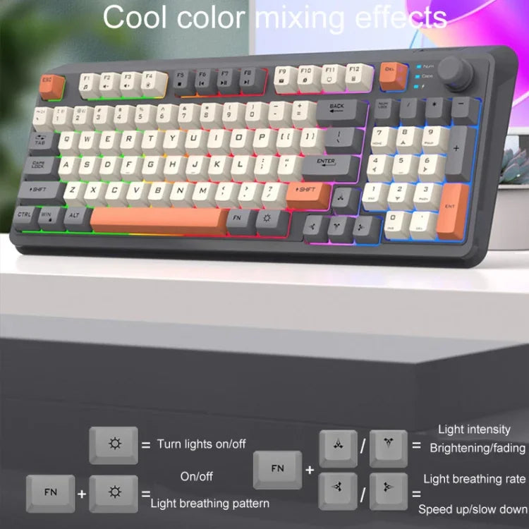 คีย์บอร์ดกลไกไร้สาย Bluetooth สองโหมด XUNSVFOX K94 สำหรับเล่นเกม สำนักงาน และแล็ปท็อป