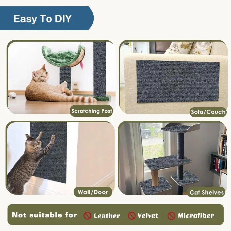 แผ่นข่วนแมวกาวในตัว ตัดแต่งได้ DIY ที่ข่วนแมวปีนป่าย, 30 x 100ซม., 40 x 100ซม., 60 x 100ซม.