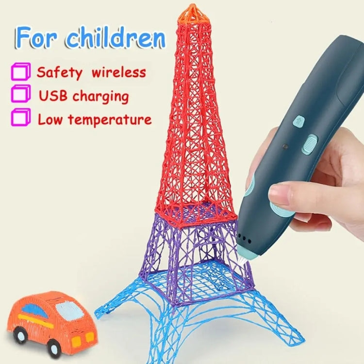 ชุดปากกาเขียนภาพ 3D ไร้สายชาร์จ USB อุณหภูมิต่ำ สำหรับเด็ก DIY