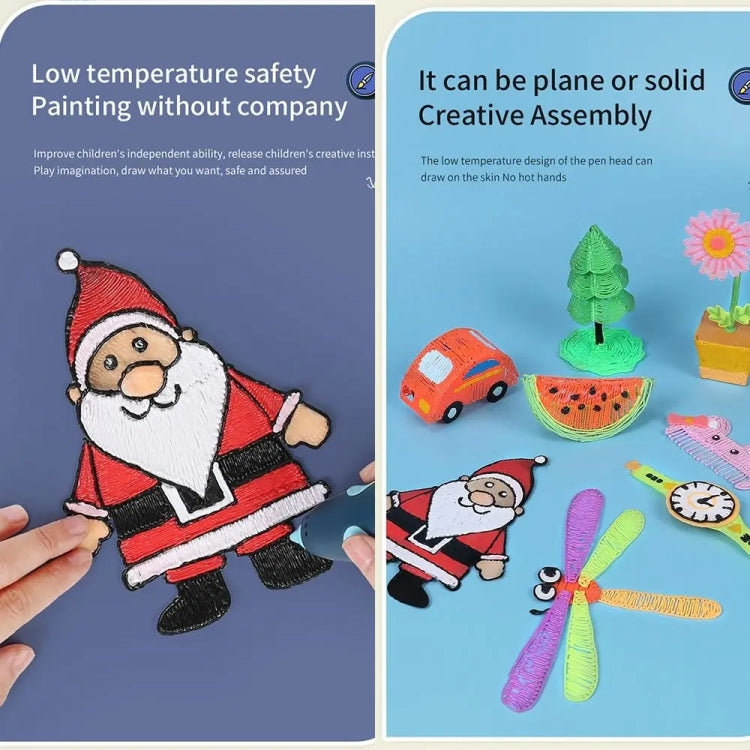 ชุดปากกาเขียนภาพ 3D ไร้สายชาร์จ USB อุณหภูมิต่ำ สำหรับเด็ก DIY