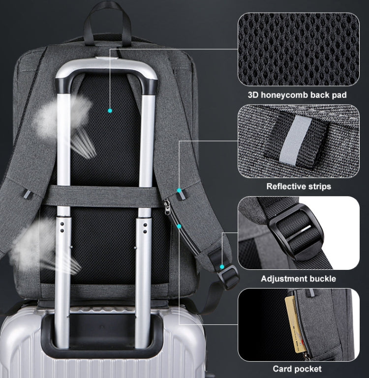 กระเป๋าเป้โน้ตบุ๊กกันขโมยความจุใหญ่ พร้อมรหัสล็อกและพอร์ต USB ขนาด 16 นิ้ว