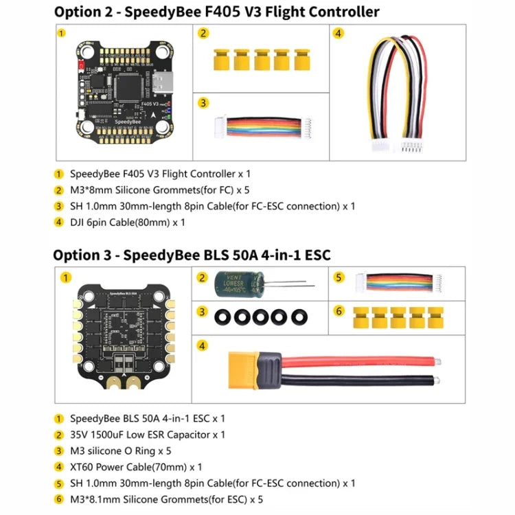 บารอมิเตอร์ Lipo 3-6S สำหรับโดรน RC, SpeedyBee BLS 50A ESC 4-in-1