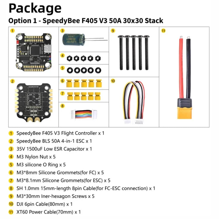 บารอมิเตอร์ Lipo 3-6S สำหรับโดรน RC, SpeedyBee BLS 50A ESC 4-in-1