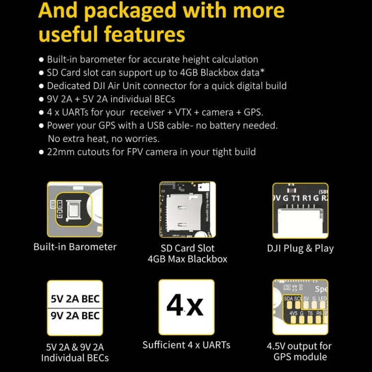 บารอมิเตอร์ Lipo 3-6S สำหรับโดรน RC, SpeedyBee BLS 50A ESC 4-in-1