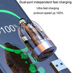 Vehicle Mini Invisible Dual-Port Charger Car Cigarette Lighter, 120W