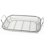 ตะกร้าบาร์บีคิวสแตนเลสสี่เหลี่ยม พร้อมด้ามจับสูง ป้องกันการลวก ขนาด 42.5x28x10.5