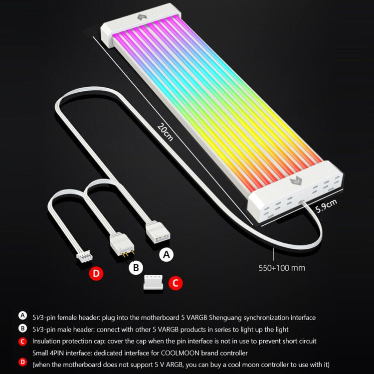 สายไฟ AOSOR Al200 Neon สำหรับคอมพิวเตอร์ เมนบอร์ด การ์ดจอ สายไฟตกแต่งเรืองแสง รุ่น AL200