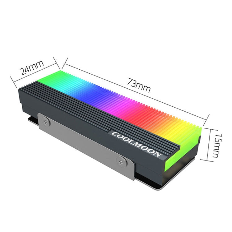 COOLMOON CM-M2A พัดลมระบายความร้อนสำหรับ M.2 2280 SSD 5V ARGB ฮีทซิงค์สำหรับฮาร์ดไดรฟ์ รุ่น CM-M2A