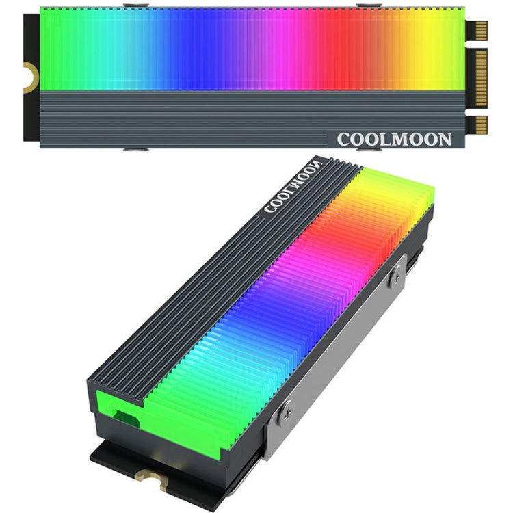 COOLMOON CM-M2A พัดลมระบายความร้อนสำหรับ M.2 2280 SSD 5V ARGB ฮีทซิงค์สำหรับฮาร์ดไดรฟ์ รุ่น CM-M2A
