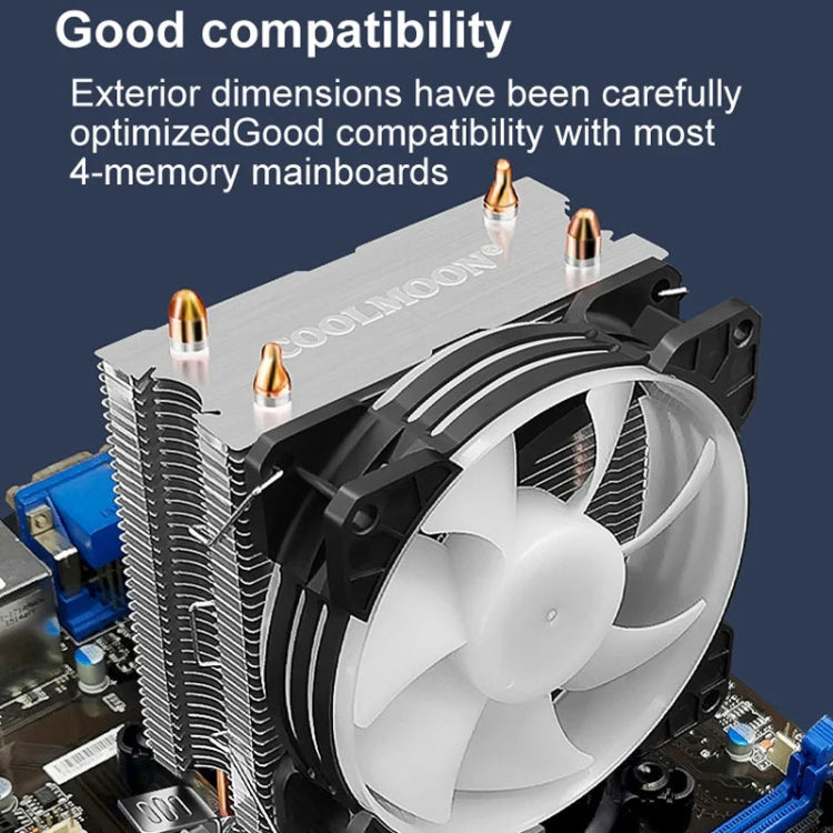 COOLMOON Frost พัดลม CPU ท่อทองแดงคู่ สำหรับคอมพิวเตอร์ตั้งโต๊ะ ระบบระบายความร้อนด้วยอากาศ AMD เงียบ รุ่น P2 Magic Moon Edition พัดลมเดี่ยว, P22 Magic Moon Edition พัดลมคู่, P2 Streamline Edition พัดลมเดี่ยว, P22 Streamline Edition พัดลมคู่