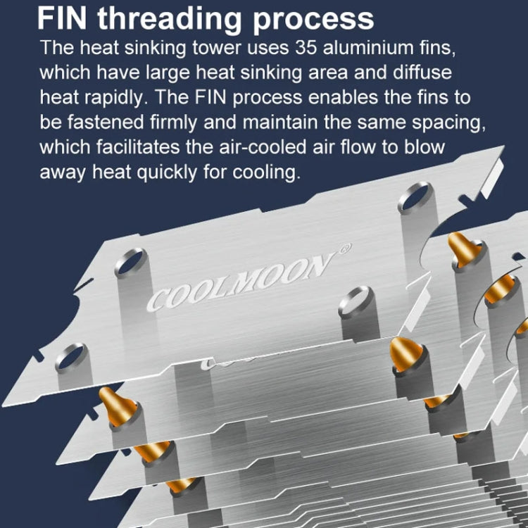COOLMOON Frost พัดลม CPU ท่อทองแดงคู่ สำหรับคอมพิวเตอร์ตั้งโต๊ะ ระบบระบายความร้อนด้วยอากาศ AMD เงียบ รุ่น P2 Magic Moon Edition พัดลมเดี่ยว, P22 Magic Moon Edition พัดลมคู่, P2 Streamline Edition พัดลมเดี่ยว, P22 Streamline Edition พัดลมคู่