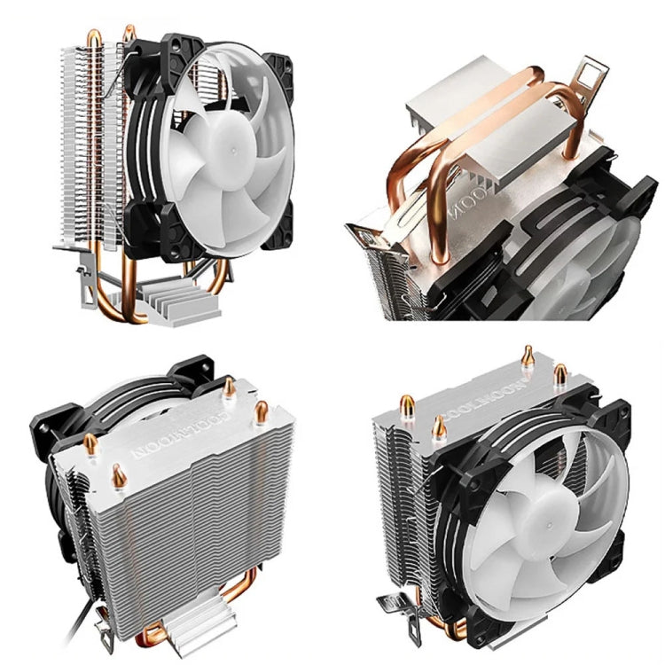 COOLMOON Frost พัดลม CPU ท่อทองแดงคู่ สำหรับคอมพิวเตอร์ตั้งโต๊ะ ระบบระบายความร้อนด้วยอากาศ AMD เงียบ รุ่น P2 Magic Moon Edition พัดลมเดี่ยว, P22 Magic Moon Edition พัดลมคู่, P2 Streamline Edition พัดลมเดี่ยว, P22 Streamline Edition พัดลมคู่