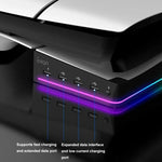 สำหรับ Sony PS5 Slim IPEGA PG-P5S021 ขาตั้งแนวนอนพร้อมไฟ RGB และ USB HUB 4 ช่อง สีขาว