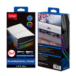 สำหรับ Sony PS5 Slim IPEGA PG-P5S021 ขาตั้งแนวนอนพร้อมไฟ RGB และ USB HUB 4 ช่อง สีขาว