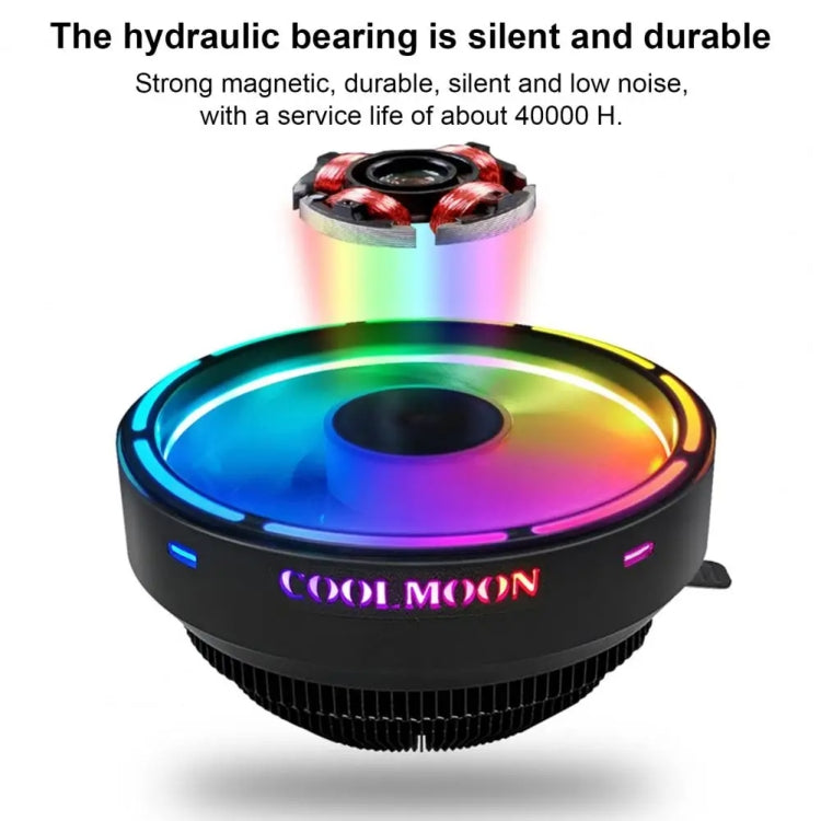 พัดลมระบายความร้อน CPU COOLMOON สำหรับเดสก์ท็อป เปลี่ยนสีอัตโนมัติ รองรับหลายแพลตฟอร์ม เงียบ, CM-BF-RGB