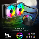 พัดลมระบายความร้อน CPU แบบน้ำ COOLMOON CM-YM-240T รุ่นเลนส์ดิจิทัล ARGB พร้อมแสดงอุณหภูมิ, CM-YM-240T