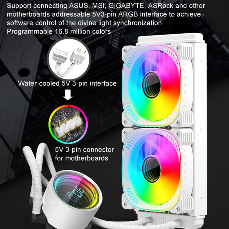 พัดลมระบายความร้อน CPU แบบน้ำ COOLMOON CM-YM-240T รุ่นเลนส์ดิจิทัล ARGB พร้อมแสดงอุณหภูมิ, CM-YM-240T