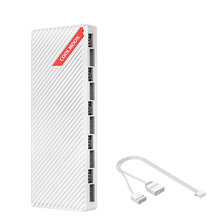 พัดลมเคส COOLMOON AM10 ARGB+PWM แบบพอร์ตคู่ 10 ช่อง พร้อมตัวควบคุมอุณหภูมิ 5V 3 พิน HUB