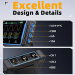 FNIRSI 2C53P ออสซิลโลสโคปดิจิทัลจอแบนสองช่องมัลติมิเตอร์ เครื่องกำเนิดสัญญาณ 3 ใน 1, 2C53P