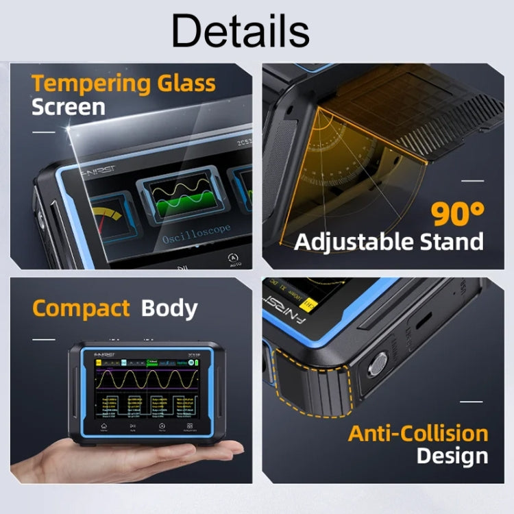 FNIRSI 2C53P ออสซิลโลสโคปดิจิทัลจอแบนสองช่องมัลติมิเตอร์ เครื่องกำเนิดสัญญาณ 3 ใน 1, 2C53P