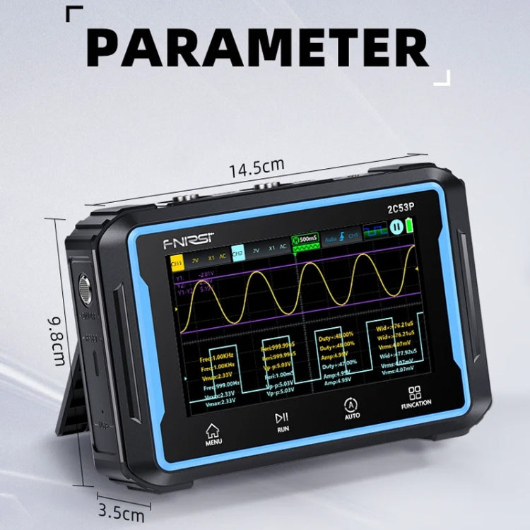 FNIRSI 2C53P ออสซิลโลสโคปดิจิทัลจอแบนสองช่องมัลติมิเตอร์ เครื่องกำเนิดสัญญาณ 3 ใน 1, 2C53P