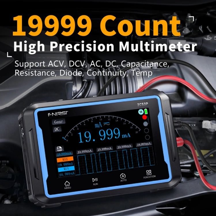 FNIRSI 2C53P ออสซิลโลสโคปดิจิทัลจอแบนสองช่องมัลติมิเตอร์ เครื่องกำเนิดสัญญาณ 3 ใน 1, 2C53P