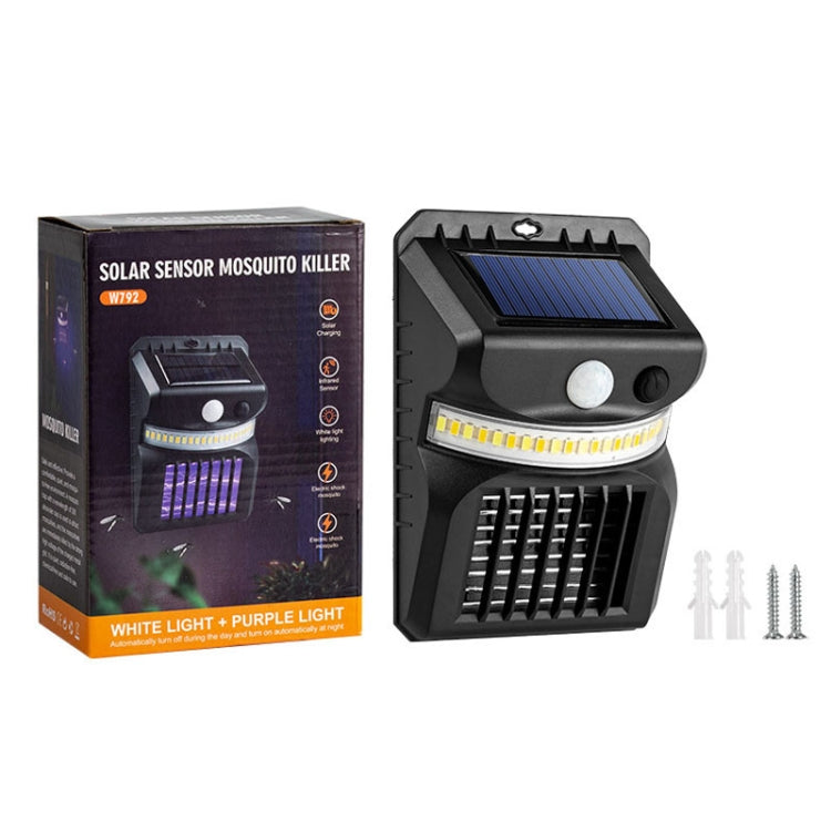 ไฟผนังโซลาร์เซลล์ LED E-SMARTER W792 พร้อมไฟม่วง ฟังก์ชันกำจัดยุง เซ็นเซอร์อัจฉริยะสำหรับมนุษย์ ไฟสวนกลางแจ้ง แสงขาว แสงขาว+แสงเหลือง