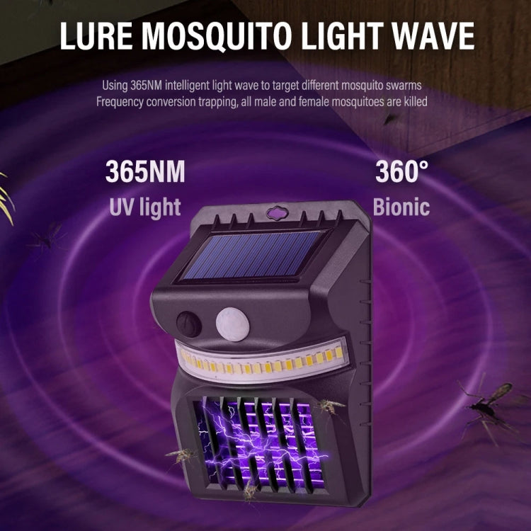 ไฟผนังโซลาร์เซลล์ LED E-SMARTER W792 พร้อมไฟม่วง ฟังก์ชันกำจัดยุง เซ็นเซอร์อัจฉริยะสำหรับมนุษย์ ไฟสวนกลางแจ้ง แสงขาว แสงขาว+แสงเหลือง