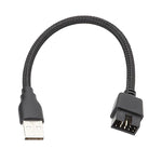 สายอะแดปเตอร์ USB-A ตัวผู้เป็น 9 พิน สำหรับเมนบอร์ด พร้อมไฟ RGB ในตัว, USB-A ตัวผู้เป็น 9 พิน