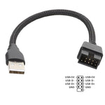 สายอะแดปเตอร์ USB-A ตัวผู้เป็น 9 พิน สำหรับเมนบอร์ด พร้อมไฟ RGB ในตัว, USB-A ตัวผู้เป็น 9 พิน