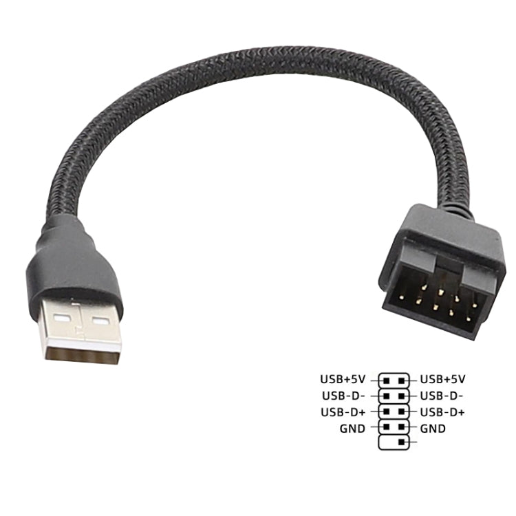 สายอะแดปเตอร์ USB-A ตัวผู้เป็น 9 พิน สำหรับเมนบอร์ด พร้อมไฟ RGB ในตัว, USB-A ตัวผู้เป็น 9 พิน