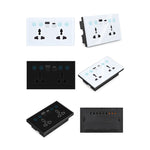 ปลั๊กอัจฉริยะ Graffiti พร้อมสวิตช์ USB+Type-C ช่องคู่ ควบคุมระยะไกล ปลั๊ก UK สีขาว Wifi, สีดำ Wifi, สีขาว ZigBee, สีดำ ZigBee
