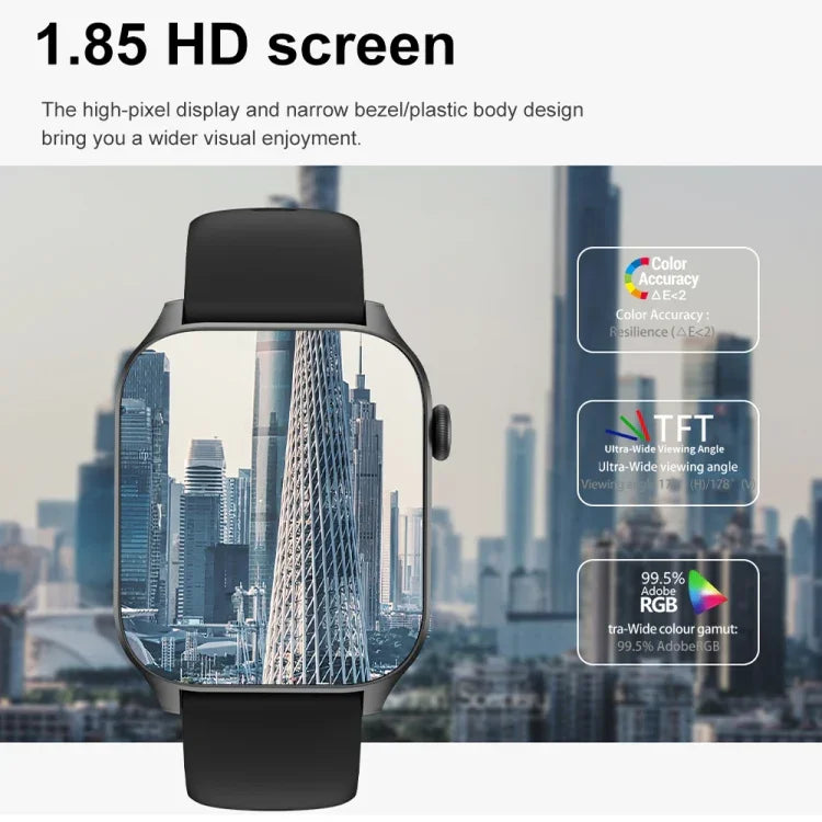 T12Pro สมาร์ทวอทช์หน้าจอ 1.85 นิ้ว กันน้ำ IP67 สำหรับกีฬาและตรวจสุขภาพ รองรับการโทรบลูทูธ